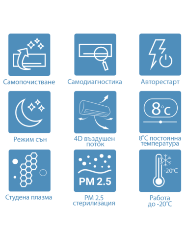 Инверторен климатик AUX New-Q ASW-H24F7B4/QCR3DI-B9